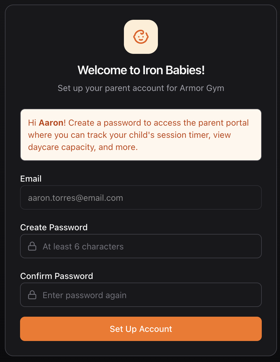 Parent account setup